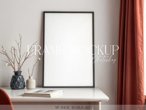 Download Psd Mockup Frame on the Table - Psd mockup Collection