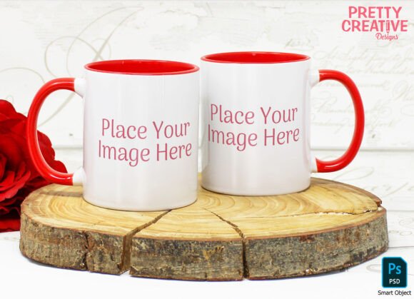 Download Red Handle Twin Mug Smart PSD Mockup - Psd mockup Collection