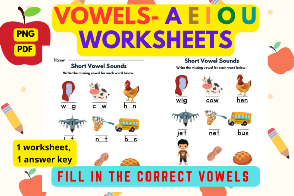 Download Short Vowels Fill in Blanks Worksheet-3 - Blanks Collection