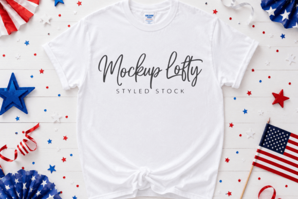 Download 4th of July Gildan 5000 Flat Lay Mockup - Flat lay mockup Collection