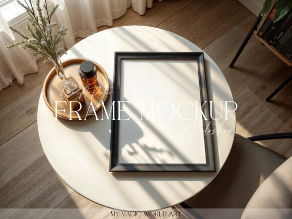Download Psd Mockup Frame on the Table - Psd mockup Collection