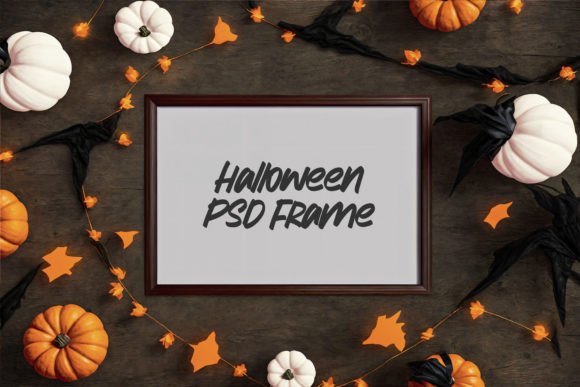 Download Dark Wood Halloween Frame PSD Mockup - Psd mockup Collection