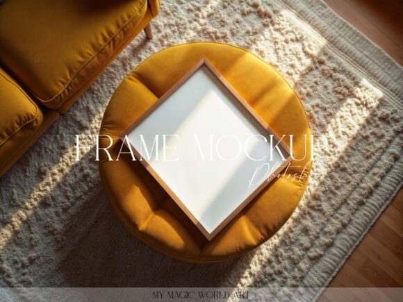 Download Psd Mockup Frame on Padded Stool - Psd mockup Collection