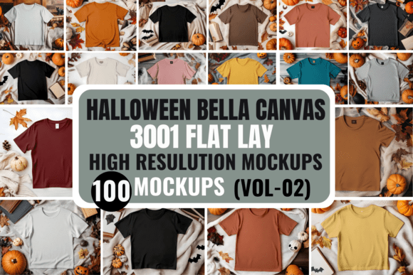 Download Halloween BC 3001 Flat Lay Mockup Bundle - Flat lay mockup Collection